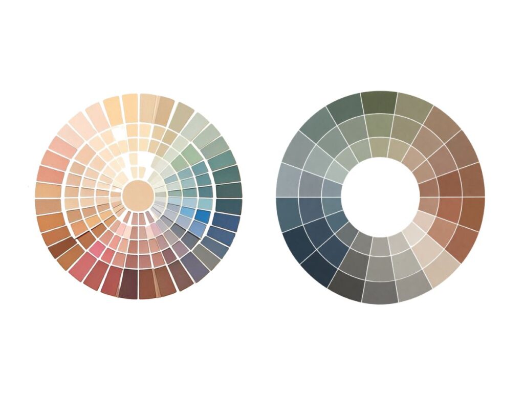 earth tones and muted tones color wheels