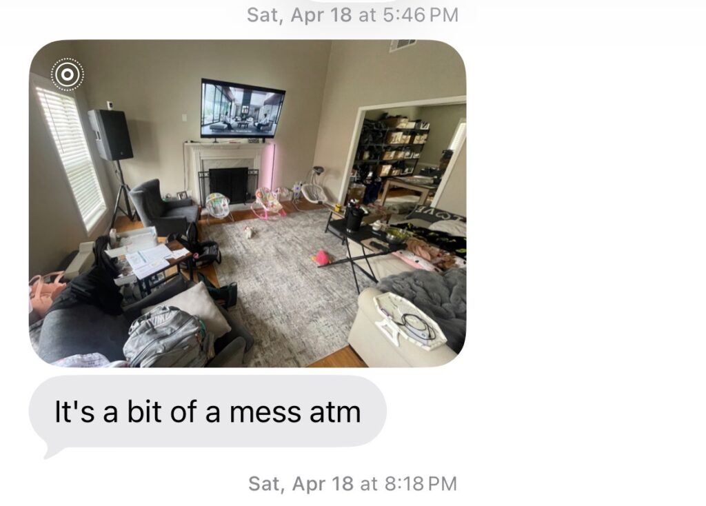 text from newborn client to photographer about preparing the home