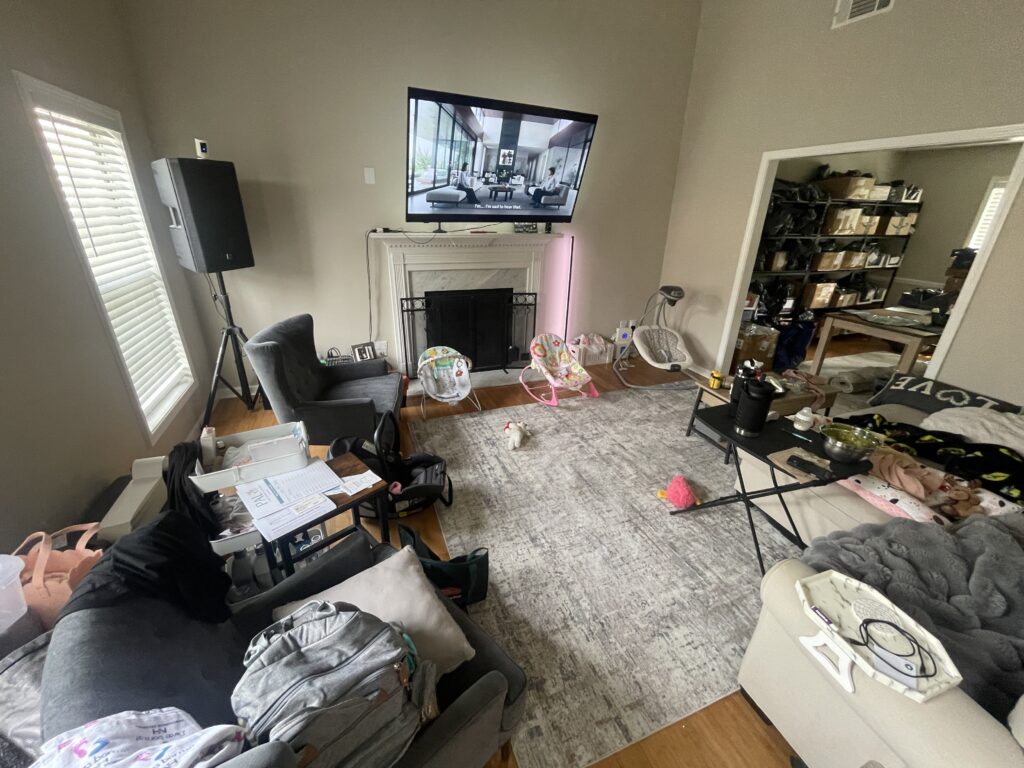 Messy room in suburban Atlanta home